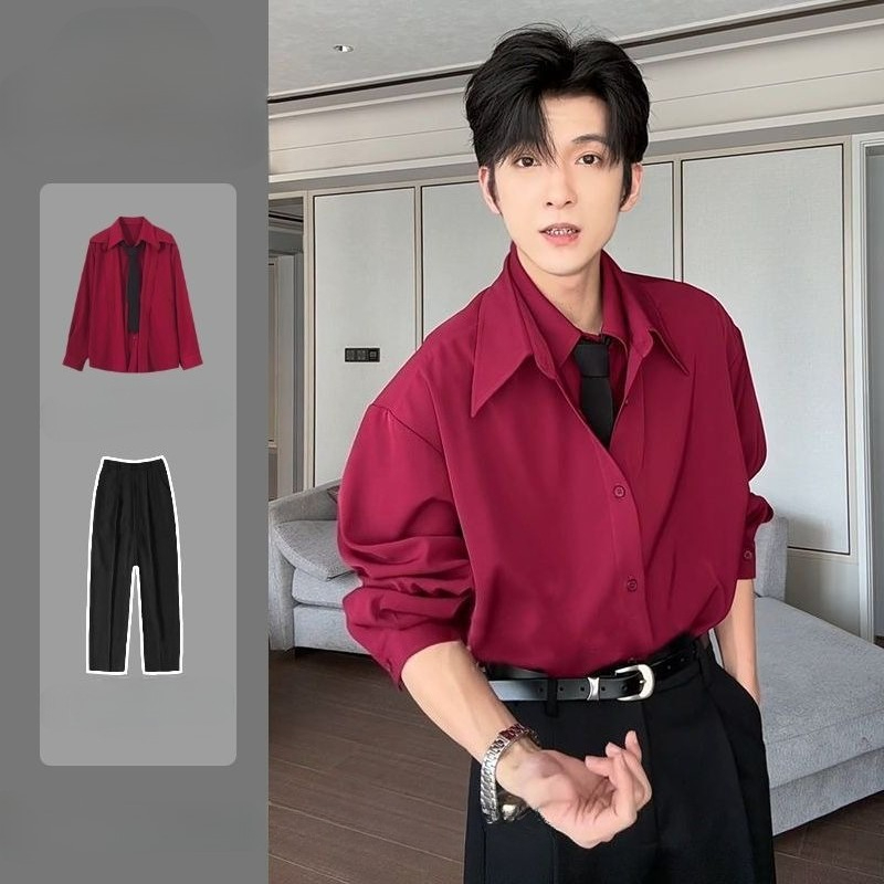 Mens Formal Look - Long Sleeve Shirt Men's Autumn Two-Piece