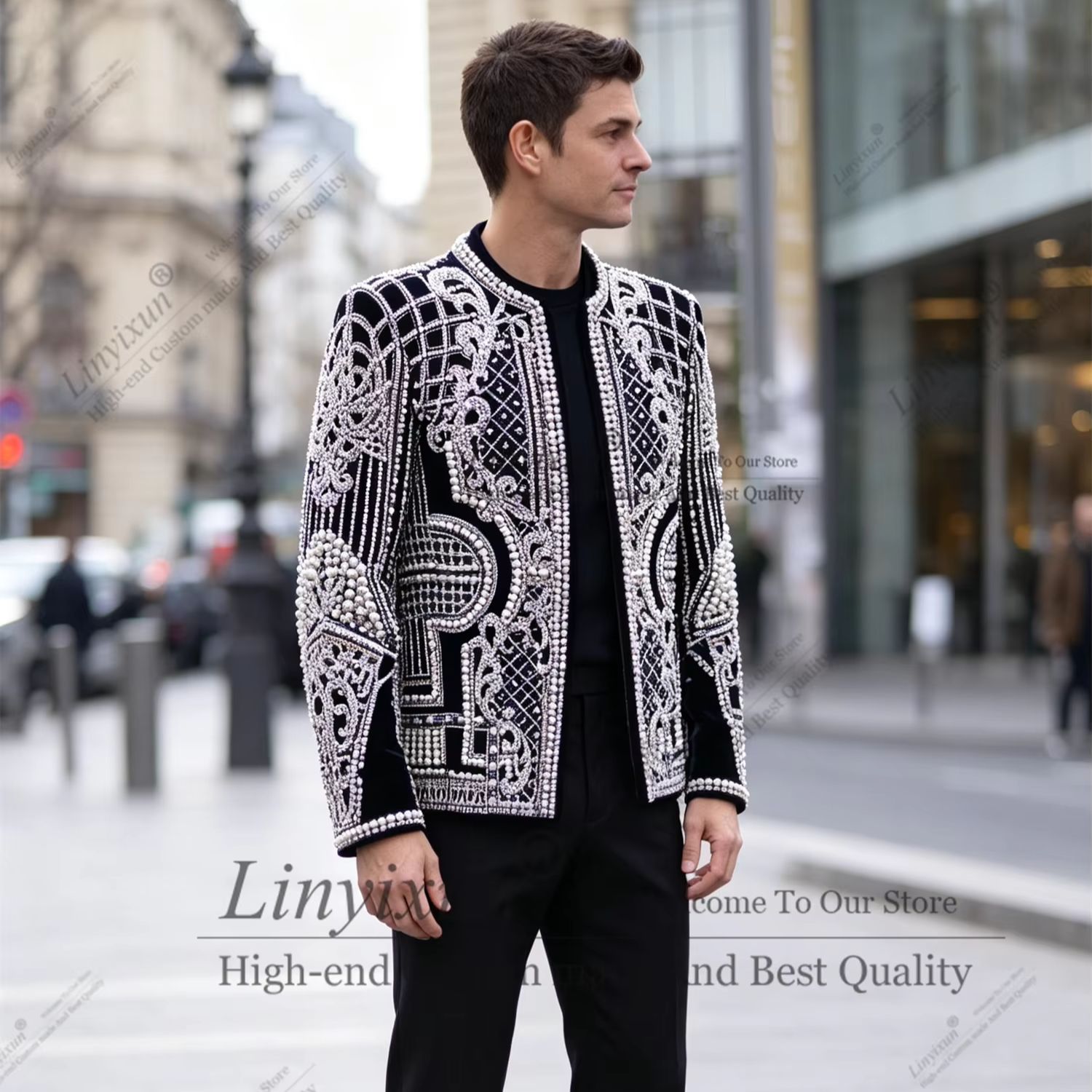 Men'S Formal Wear Jewelry - Luxurious design Jewelried Tuxedo Suits Men