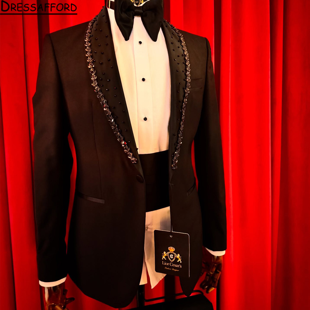 Men'S Formal Wear Jewelry - Luxury Groom Wedding Suits Crystals Jewelry