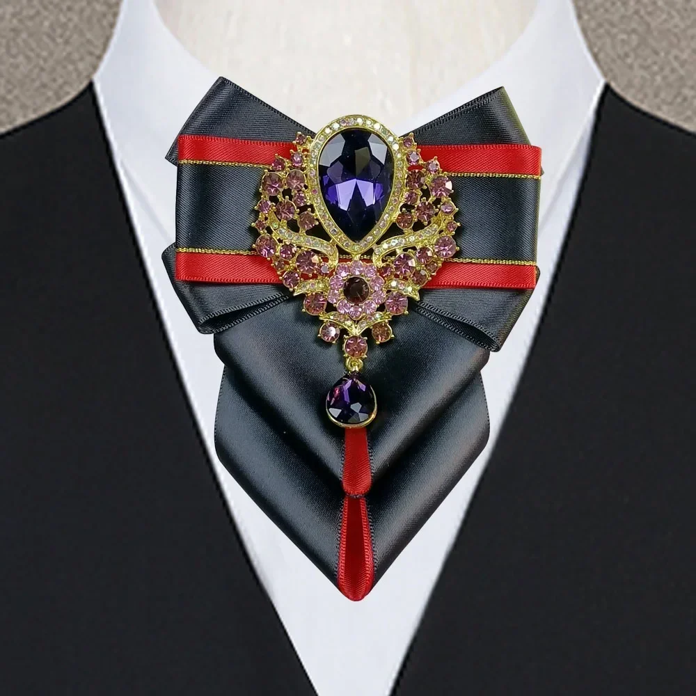 Men'S Formal Wear Jewelry - Luxury Original New Purple Rhinestone Bow