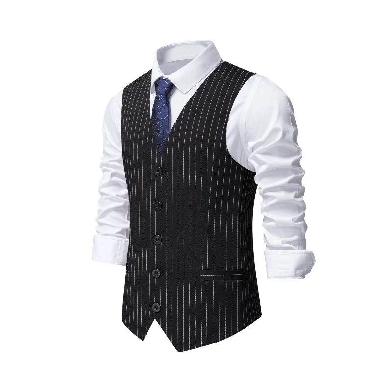 2026 New Red Striped Suit Vest - Khaki Formal Wear Men 评论和价格