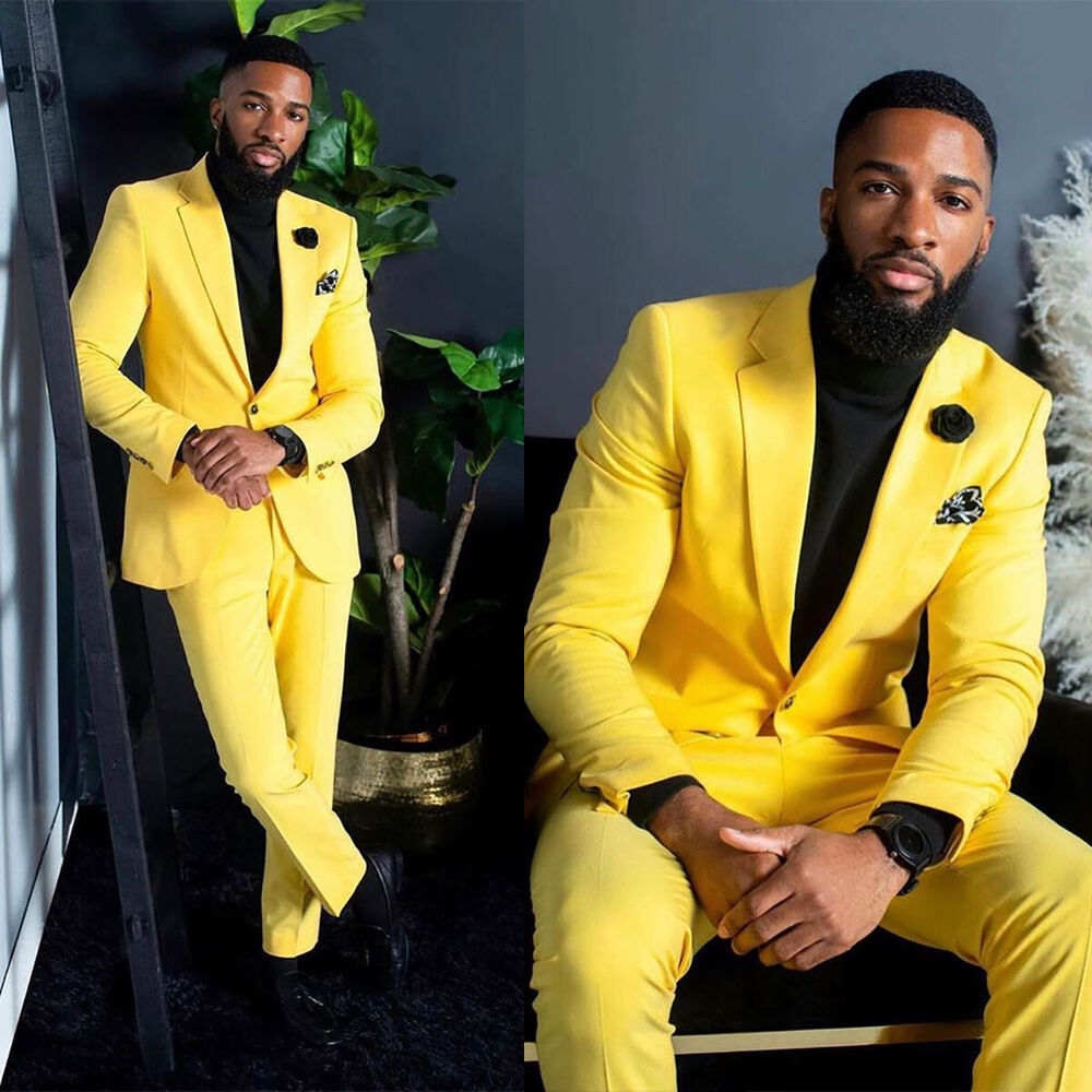 Men's Yellow Suits Slim Fit Si - Formal Wear For Men Yellow 评论和价格