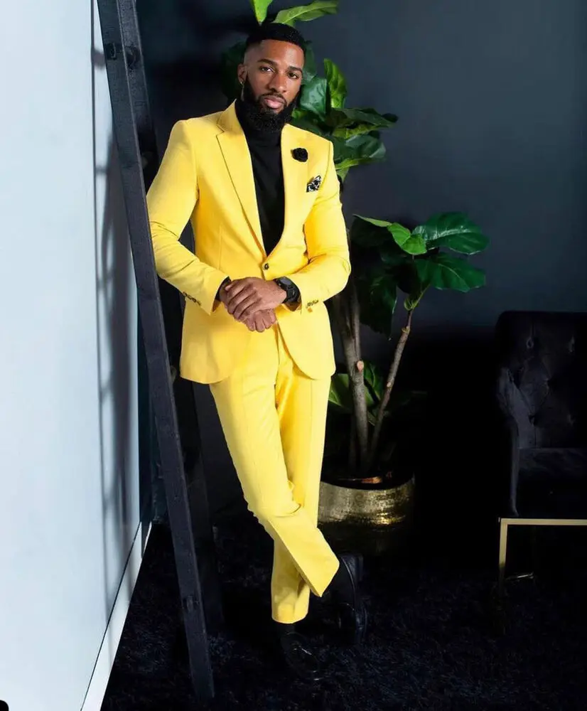 Men's Yellow Suits Slim Fit Si - Formal Wear For Men Yellow 评论和价格