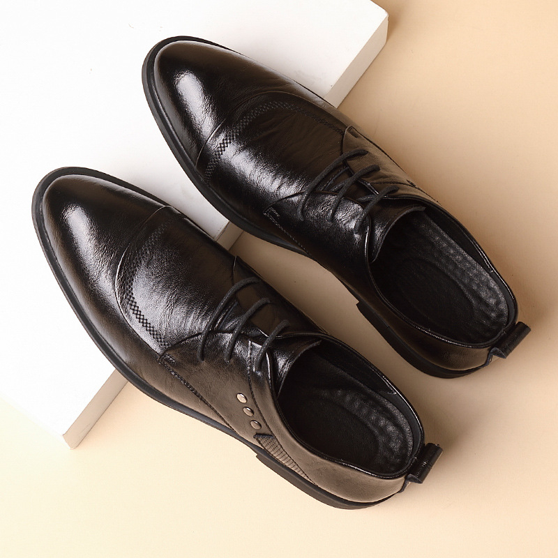 Leather Oxford Shoes With Meta - Men'S Formal Wear For Office 评论和价格