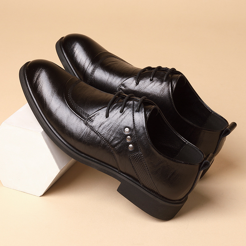 Leather Oxford Shoes With Meta - Men'S Formal Wear For Office 评论和价格