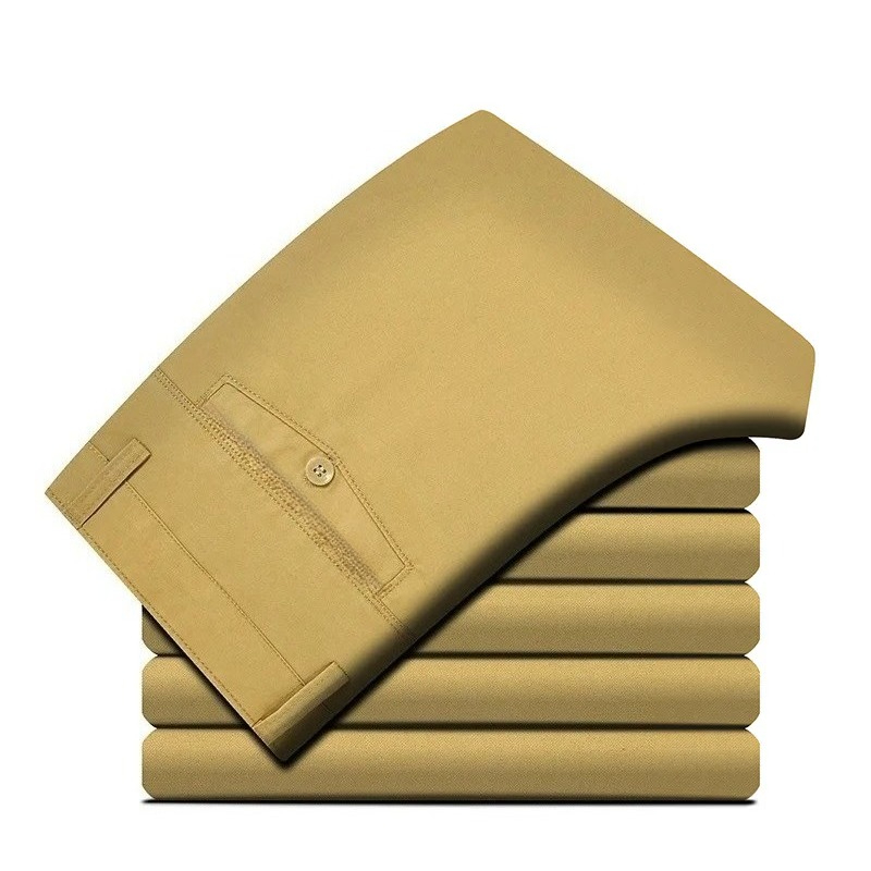 100 Cotton Men's Casual Pant S - Khaki Formal Wear Men 评论和价格