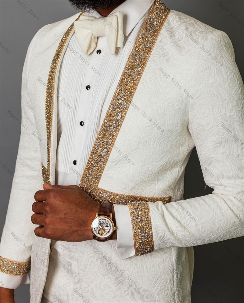 White Autumn Men Suit Set 2 Pi - Formal Wear Jersey For Men 评论和价格