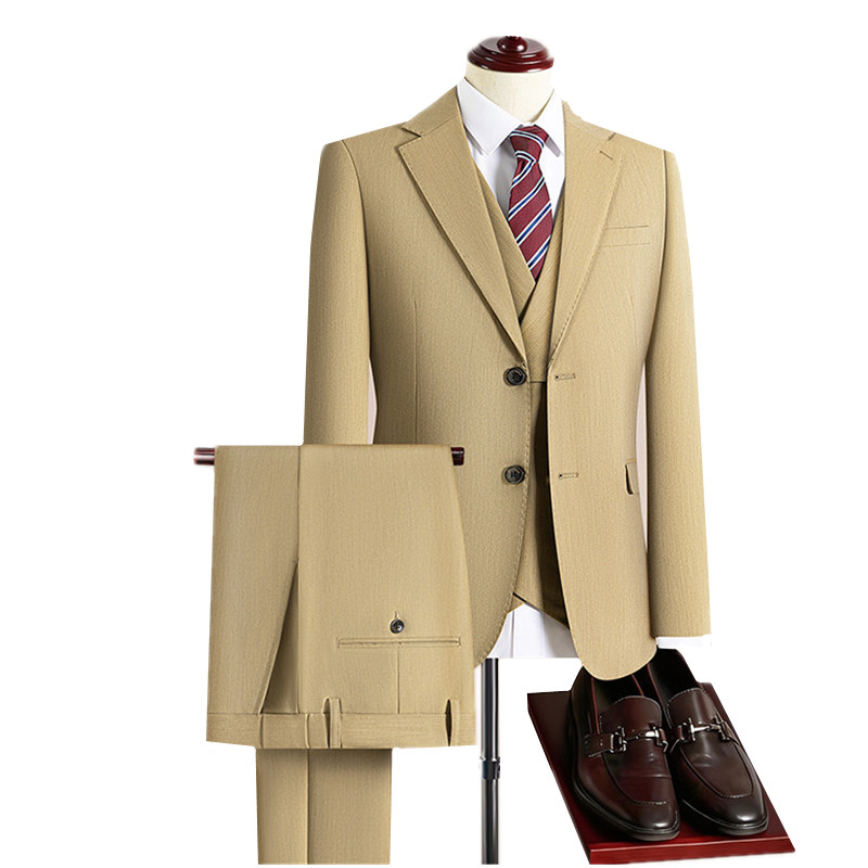 Men's Khaki 3-Piece Slim Fit B - Khaki Formal Wear Men 评论和价格