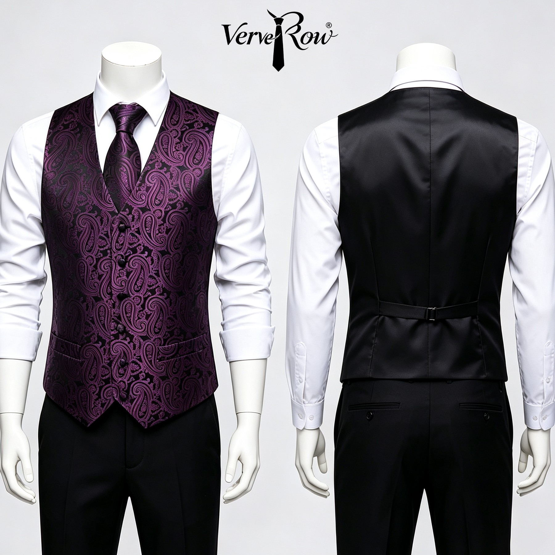 Men Purple Tie Handkerchief Th - Men Formal Wear Purple 评论和价格