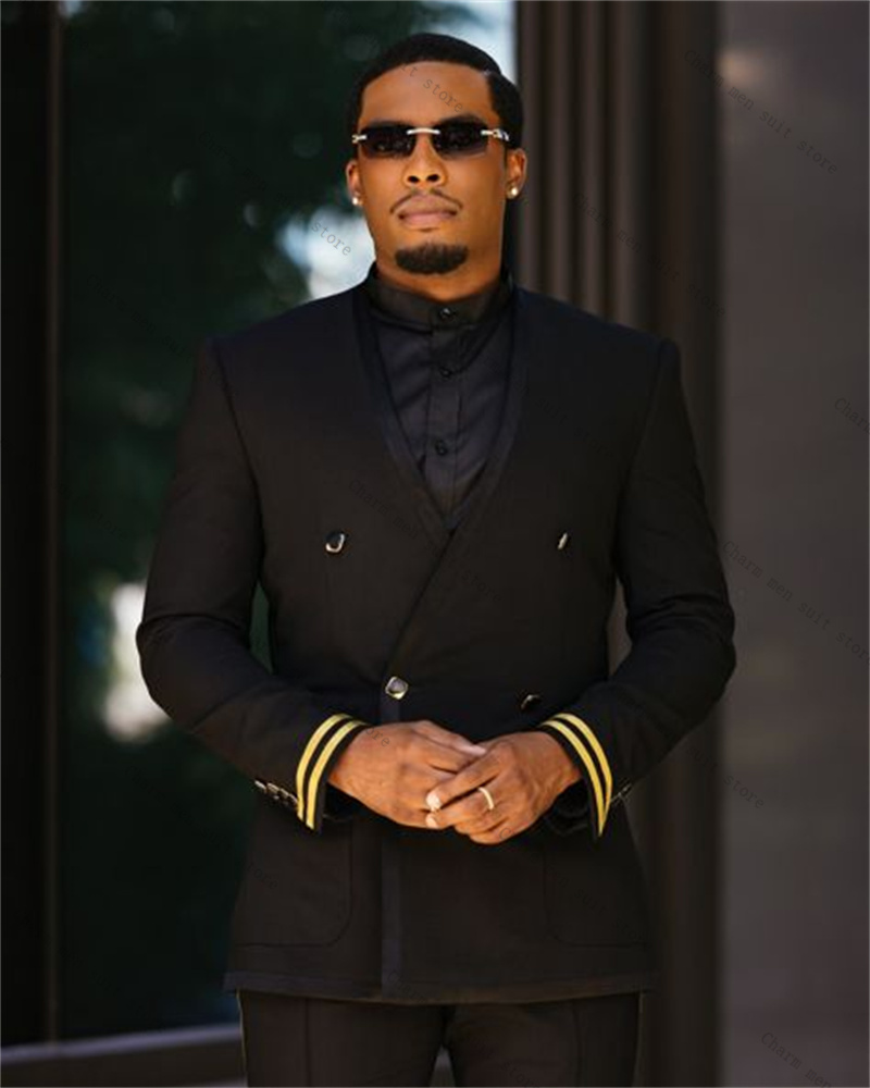 Black Men Suit Set 2 Piece Bla - Formal Wear For Men Yellow 评论和价格