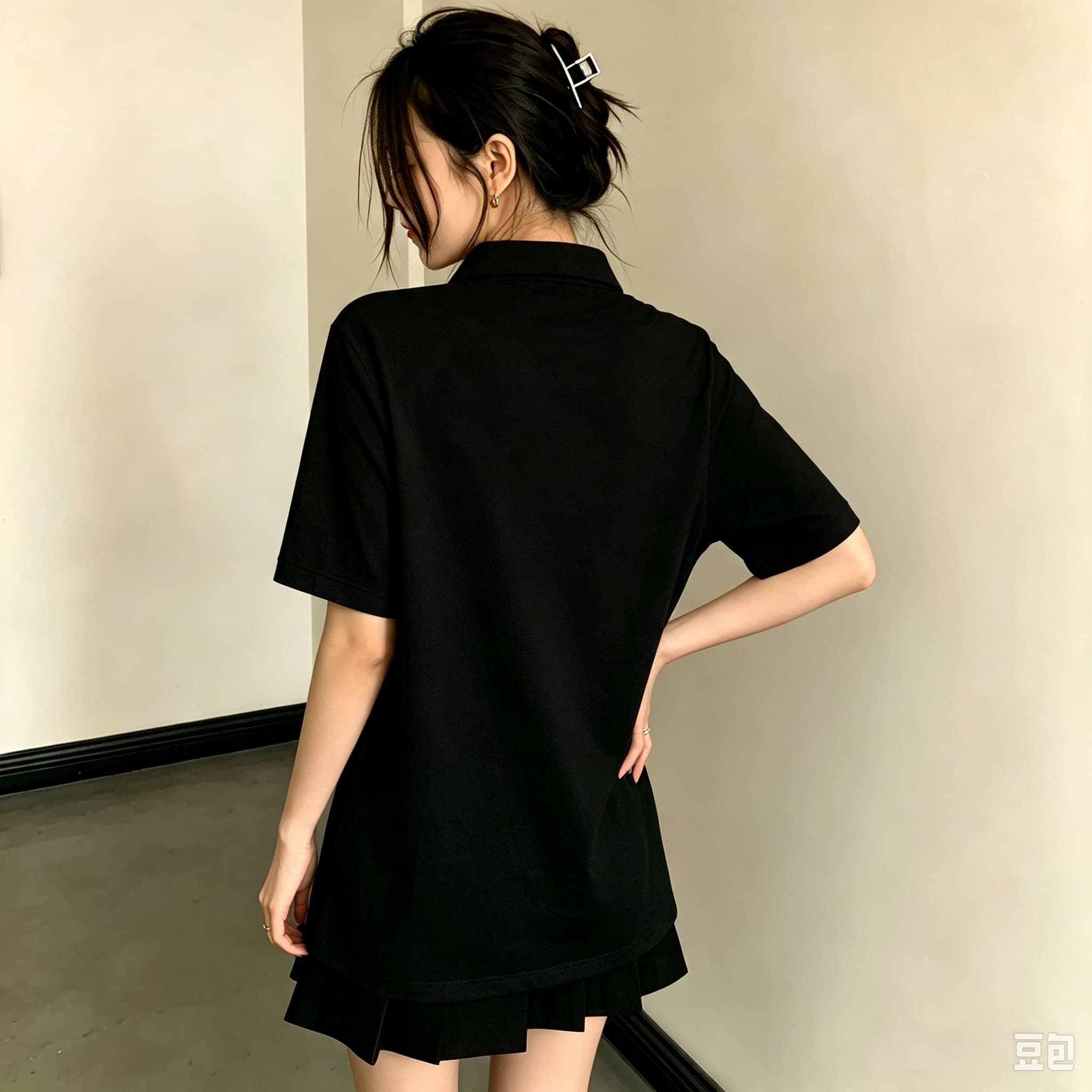 Casual Unisex Black Polo Blous - Mens Formal Look 评论和价格