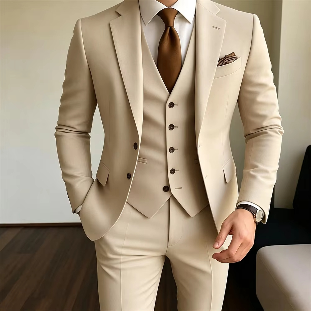 Khaki Men's Suits 3 Pieces Jac - Khaki Formal Wear Men 评论和价格