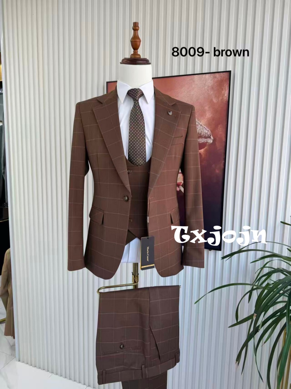 Men's Plaid Tuxedo 3 Pieces Ja - Men'S Formal Wear For Office 评论和价格