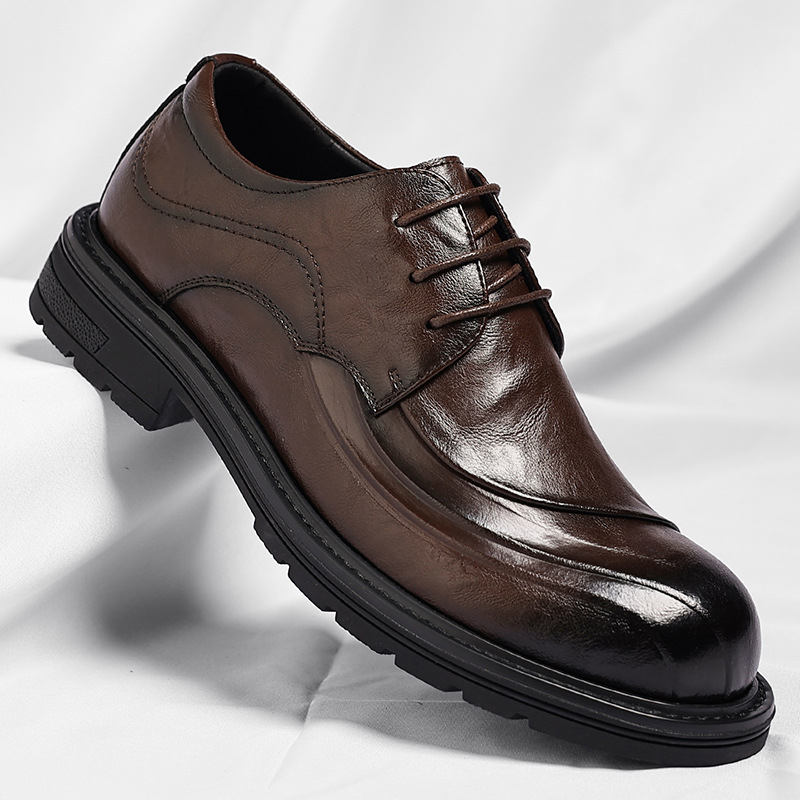 Brown Burnished Genuine Leathe - Men'S Formal Wear For Office 评论和价格