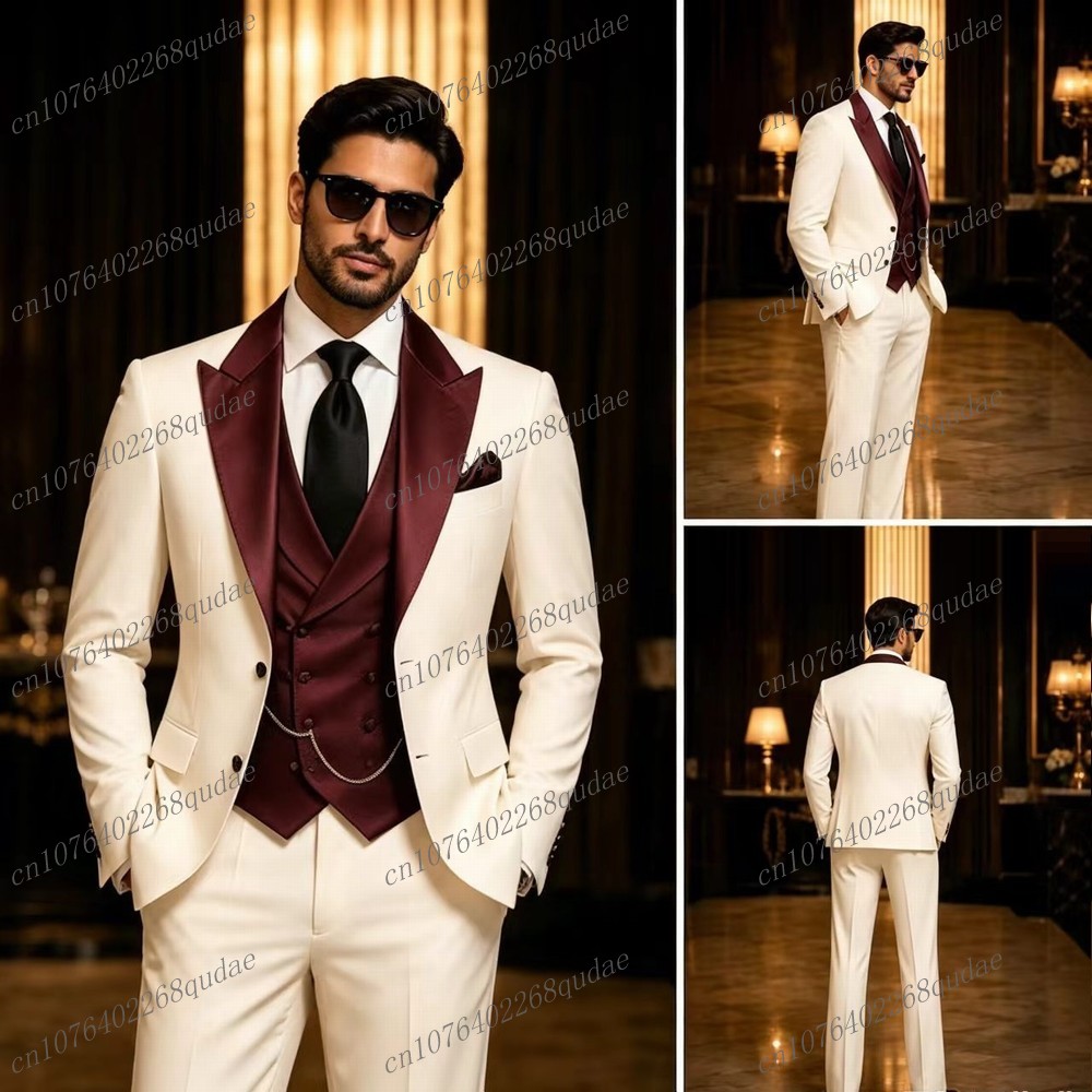 Formal Burgundy And White Men  - Formal Wear Jersey For Men 评论和价格