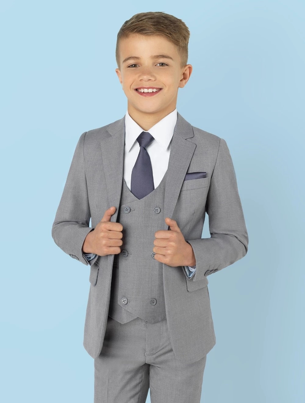 Light Grey Notch Lapel Kids Su - Formal Wear For Men Kids 评论和价格