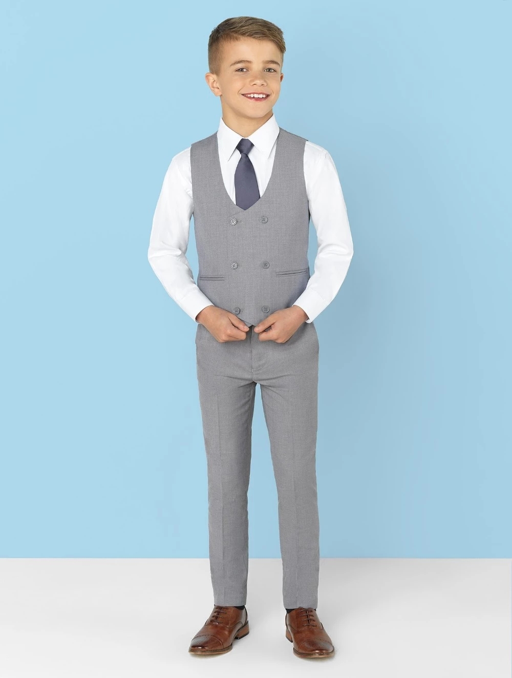 Light Grey Notch Lapel Kids Su - Formal Wear For Men Kids 评论和价格