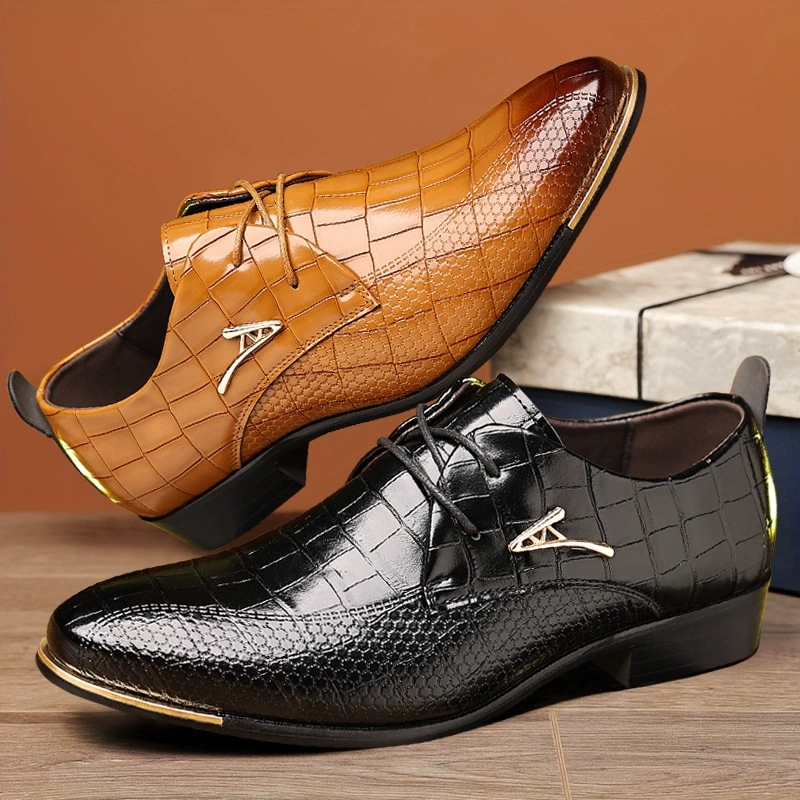 Fashion PU Leather Shoes Men B - Young Men Formal Wear 评论和价格