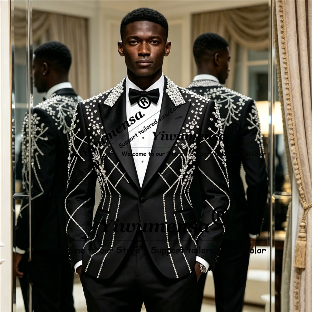 Male Fashion Diamond Beaded Su - Men'S Formal Wear Attire 评论和价格