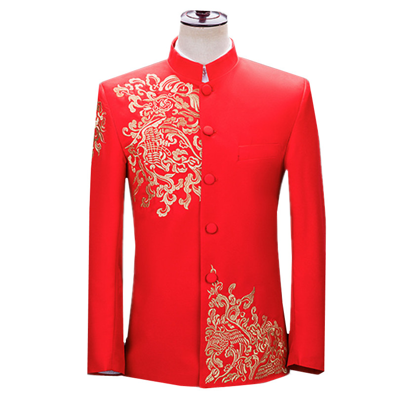 New Men Embroidered Suit Jacke - Men'S Vintage Formal Wear 评论和价格