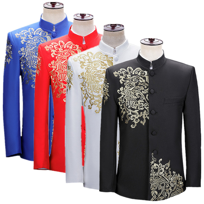 New Men Embroidered Suit Jacke - Men'S Vintage Formal Wear 评论和价格