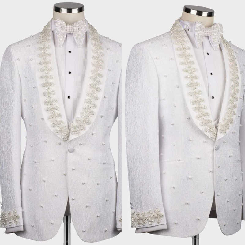 White Wedding Men Suits Fashio - Men'S Formal Wear No Suit 评论和价格