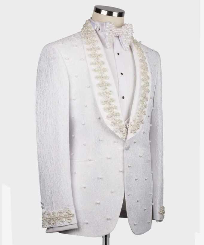 White Wedding Men Suits Fashio - Men'S Formal Wear No Suit 评论和价格