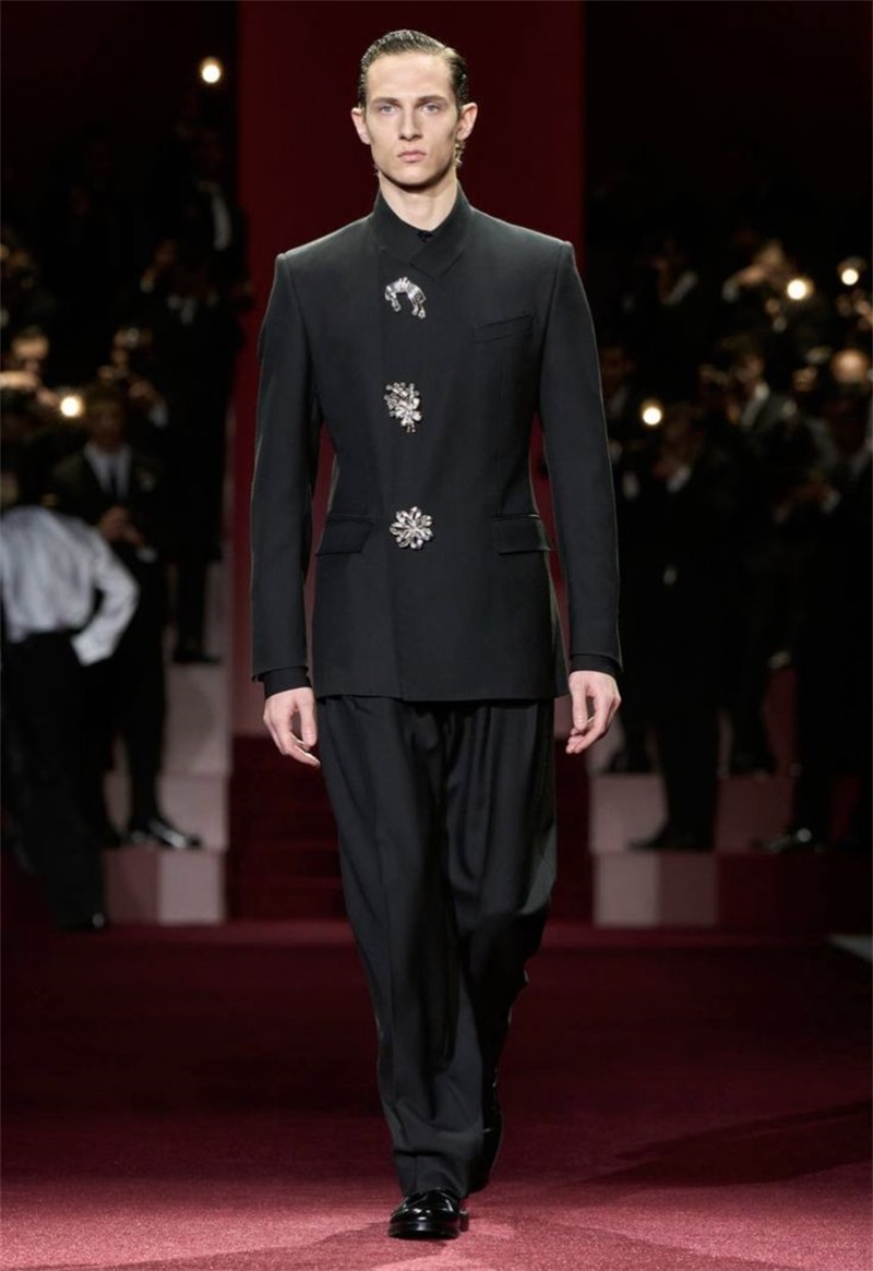 Black Crystals Men Suit Set 2  - Formal Wear Jersey For Men 评论和价格