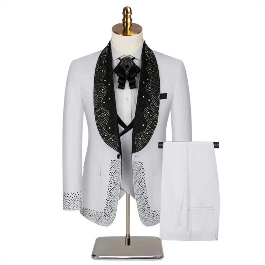 White Men Suit Set 2 Pieces Bl - Formal Wear Jersey For Men 评论和价格