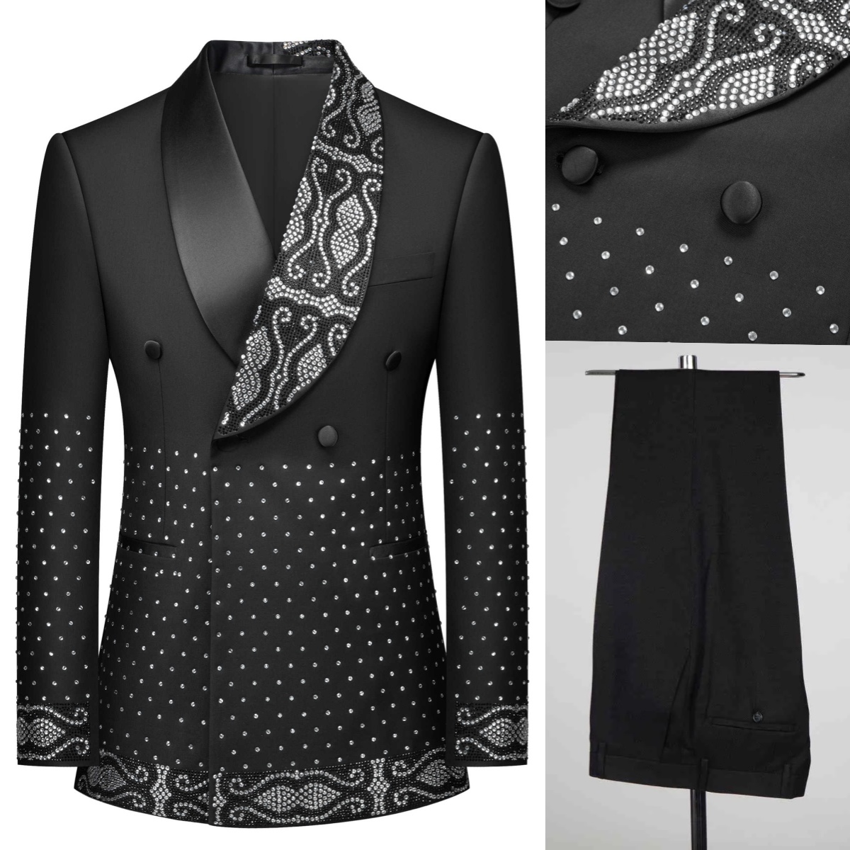 Real Picture Men Suit Crystal  - Men'S Formal Wear No Suit 评论和价格