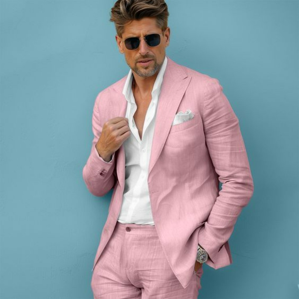 Linen Wedding Men Suits Slim F - Men'S Formal Wear No Suit 评论和价格