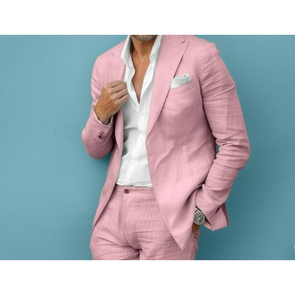 Linen Wedding Men Suits Slim F - Men'S Formal Wear No Suit 评论和价格