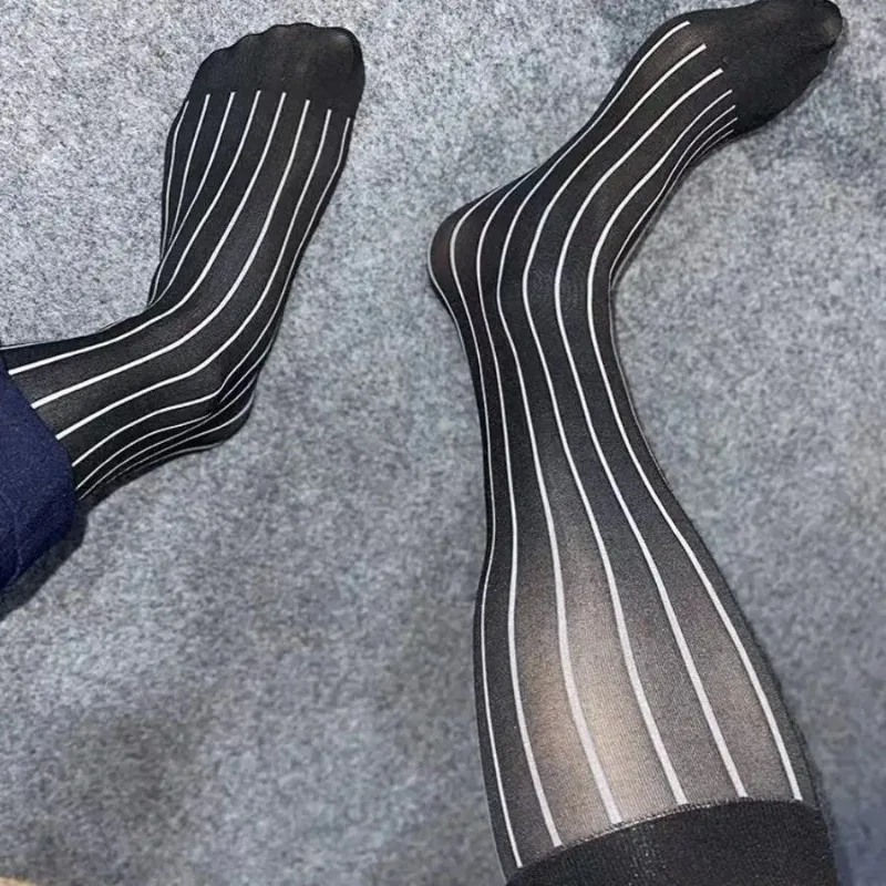 Men Striped Socks Man Ultra Th - Young Men Formal Wear 评论和价格