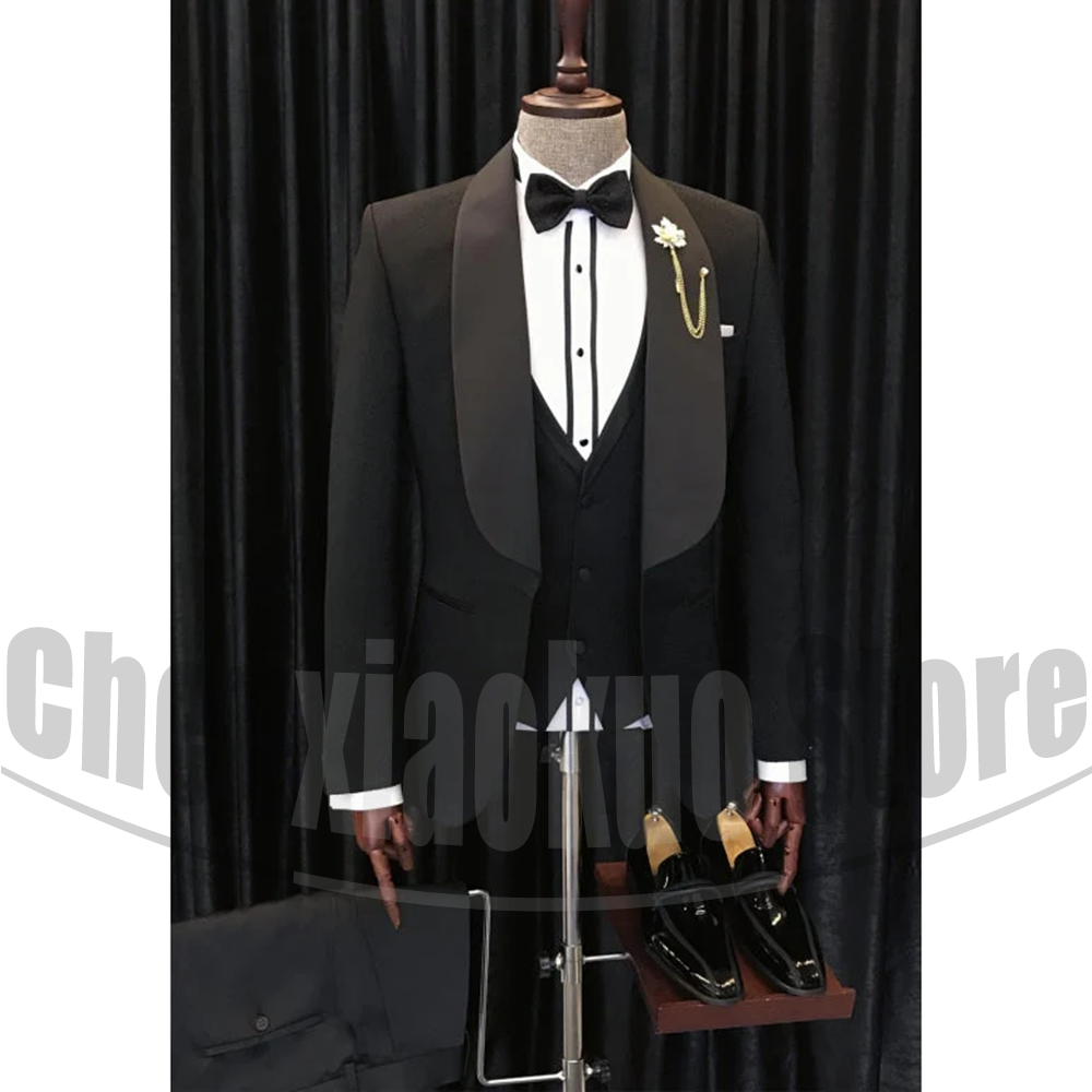 Black Men Suits Chic Shawl Lap - Men Formal Wear 2025 评论和价格
