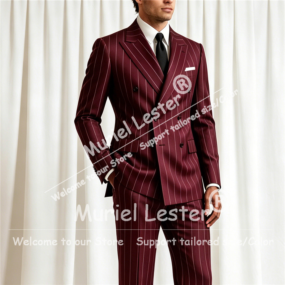 Elegant Stripes Suit Men 2 Pie - Men'S Formal Wear Attire 评论和价格