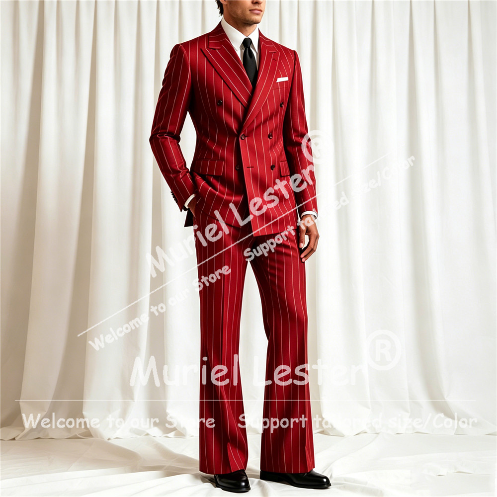 Elegant Stripes Suit Men 2 Pie - Men'S Formal Wear Attire 评论和价格
