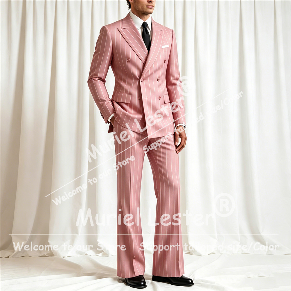 Elegant Stripes Suit Men 2 Pie - Men'S Formal Wear Attire 评论和价格