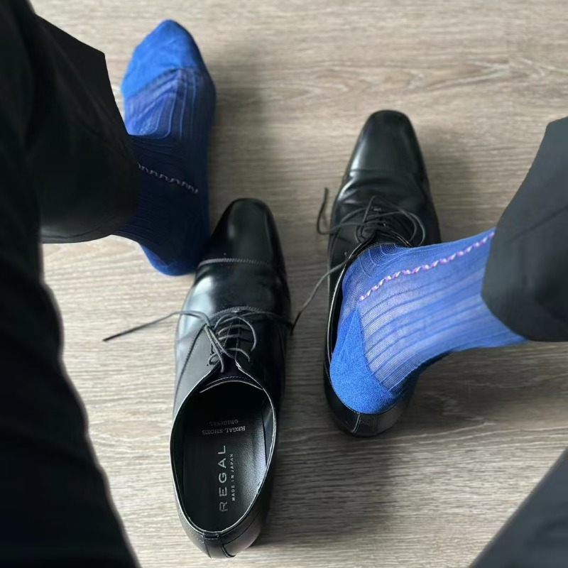 Male Dress Socks Blue Black Fo - Men'S Vintage Formal Wear 评论和价格