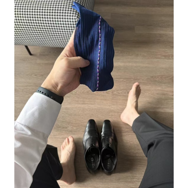 Male Dress Socks Blue Black Fo - Men'S Vintage Formal Wear 评论和价格