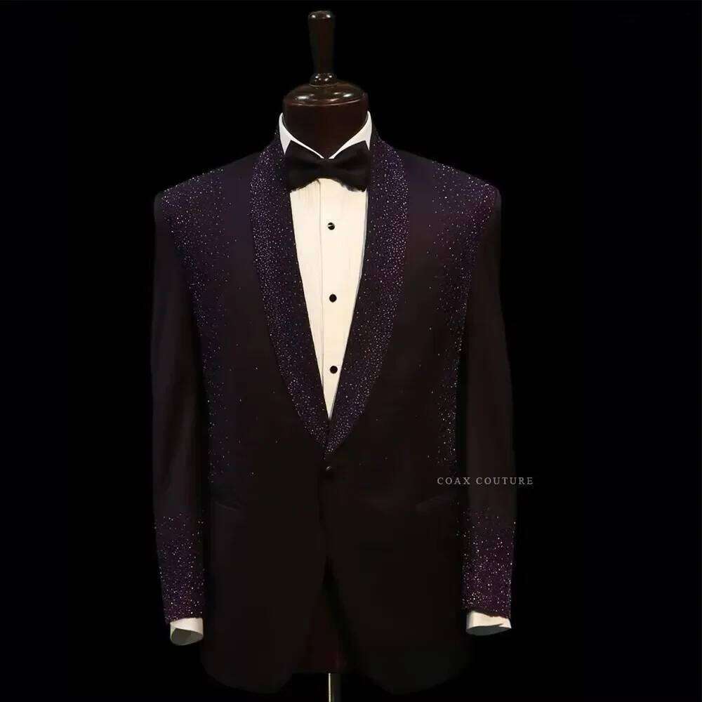 Purple Glitter Crystal Formal  - Men Formal Wear Purple 评论和价格