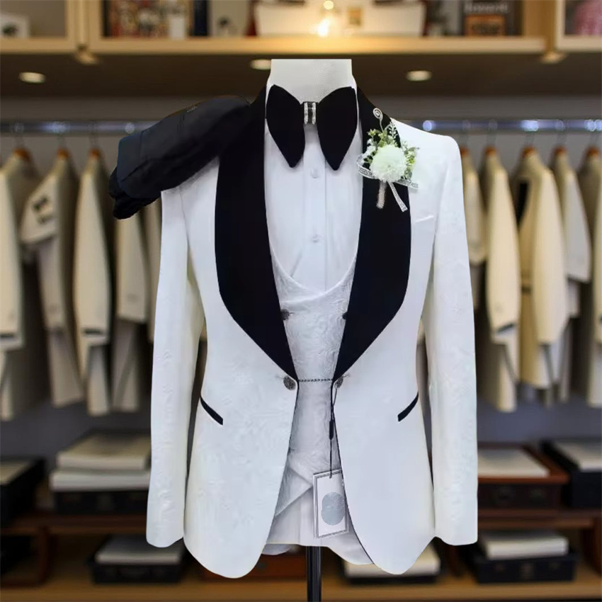 3 Pcs Floral Wedding Suits for - Men Formal Wear 2025 评论和价格
