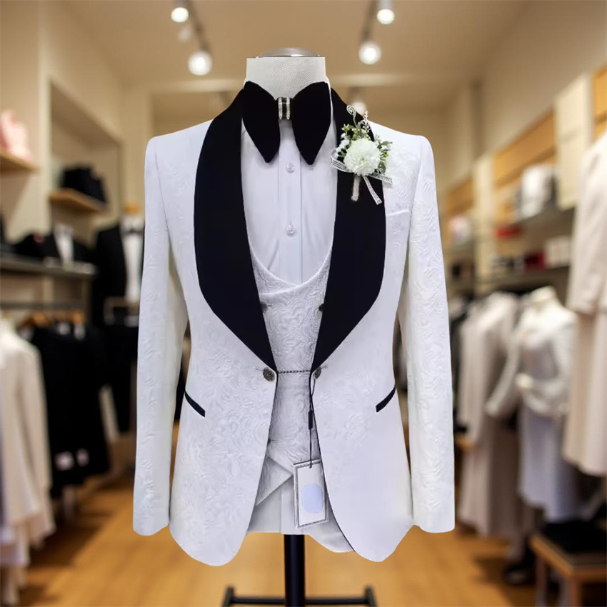 3 Pcs Floral Wedding Suits for - Men Formal Wear 2025 评论和价格