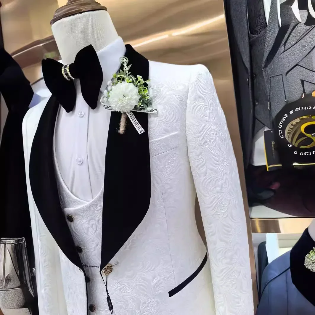 3 Pcs Floral Wedding Suits for - Men Formal Wear 2025 评论和价格