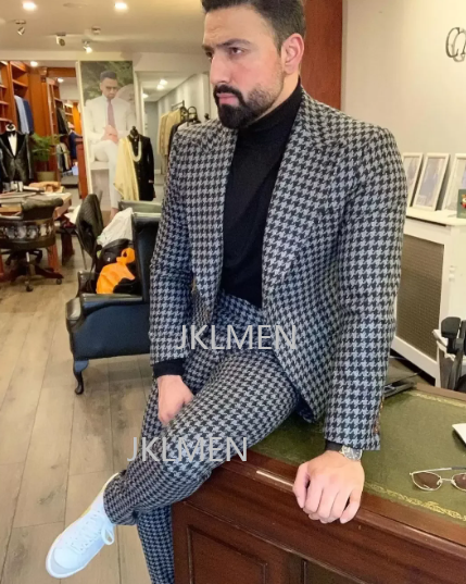 Houndstooth Mens Suits 2PCS We - Men'S Vintage Formal Wear 评论和价格