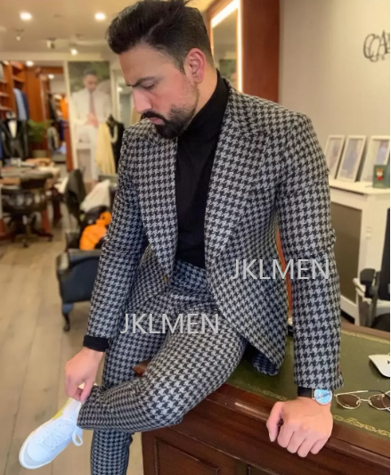 Houndstooth Mens Suits 2PCS We - Men'S Vintage Formal Wear 评论和价格