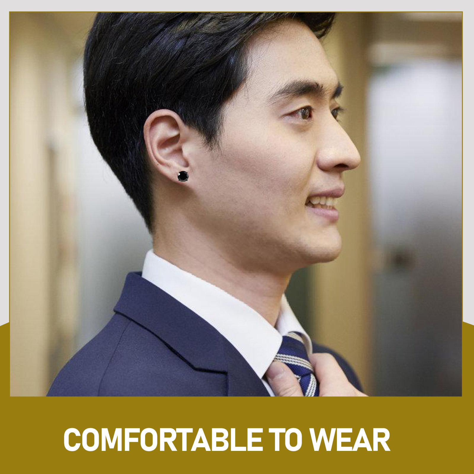 1Pair Titanium Steel Black Zir - Men'S Formal Wear Jewelry 评论和价格