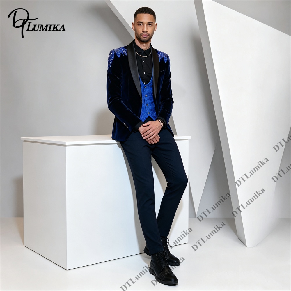 Peagent Men 3 Piece Velvet Sui - Men'S Formal Wear For Office 评论和价格