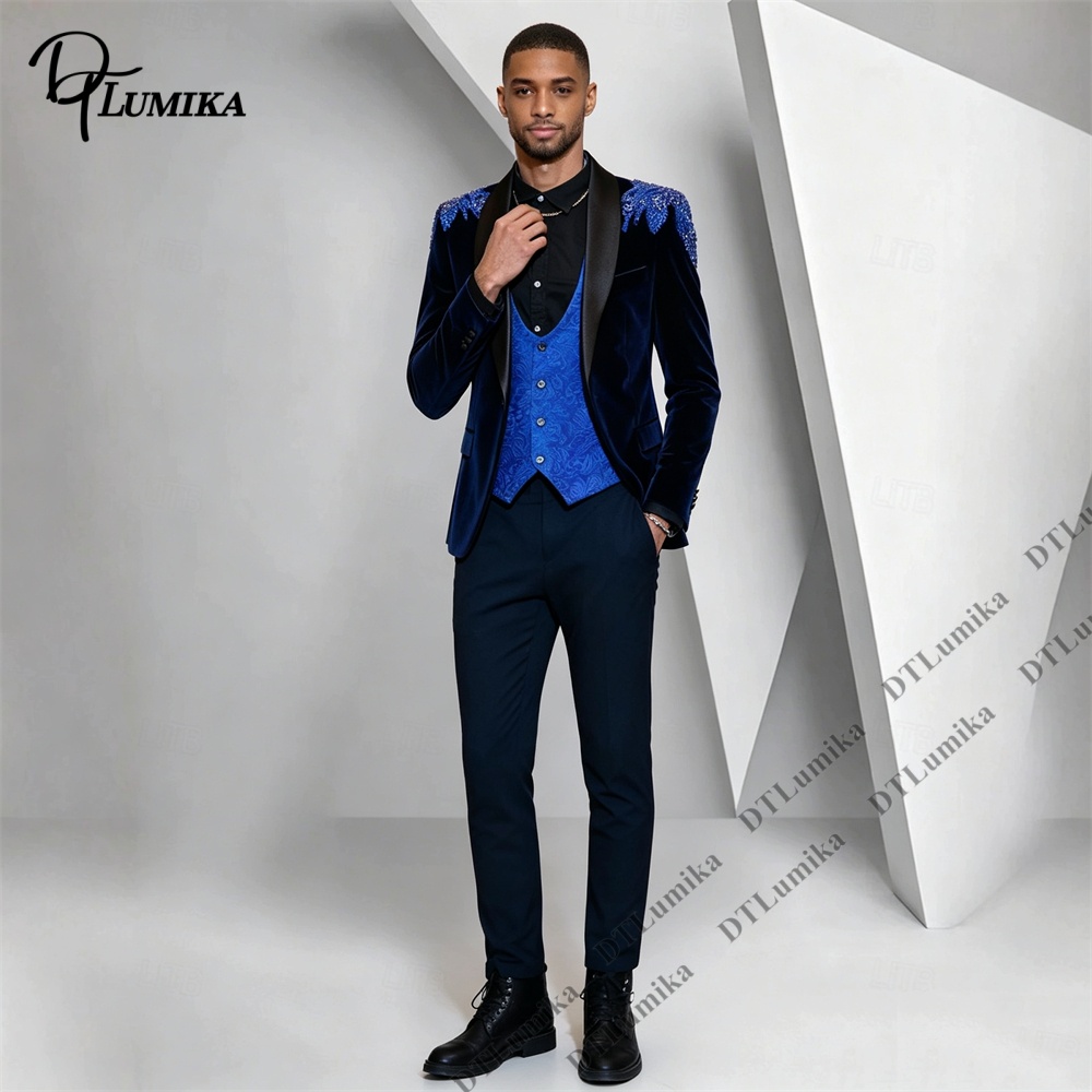 Peagent Men 3 Piece Velvet Sui - Men'S Formal Wear For Office 评论和价格