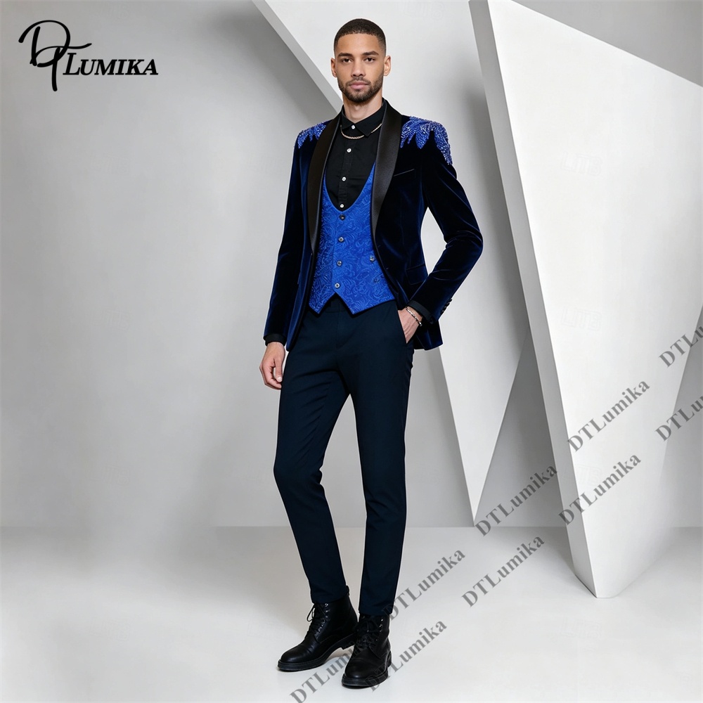 Peagent Men 3 Piece Velvet Sui - Men'S Formal Wear For Office 评论和价格