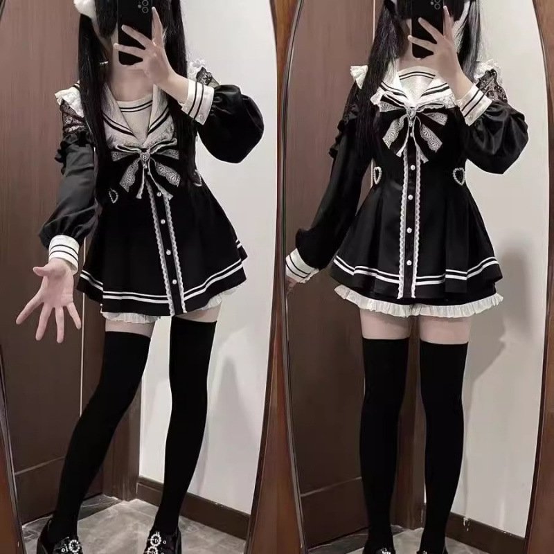 Jirai Kei Sailor Black Dress L - Slim Fit Suit Set 评论和价格